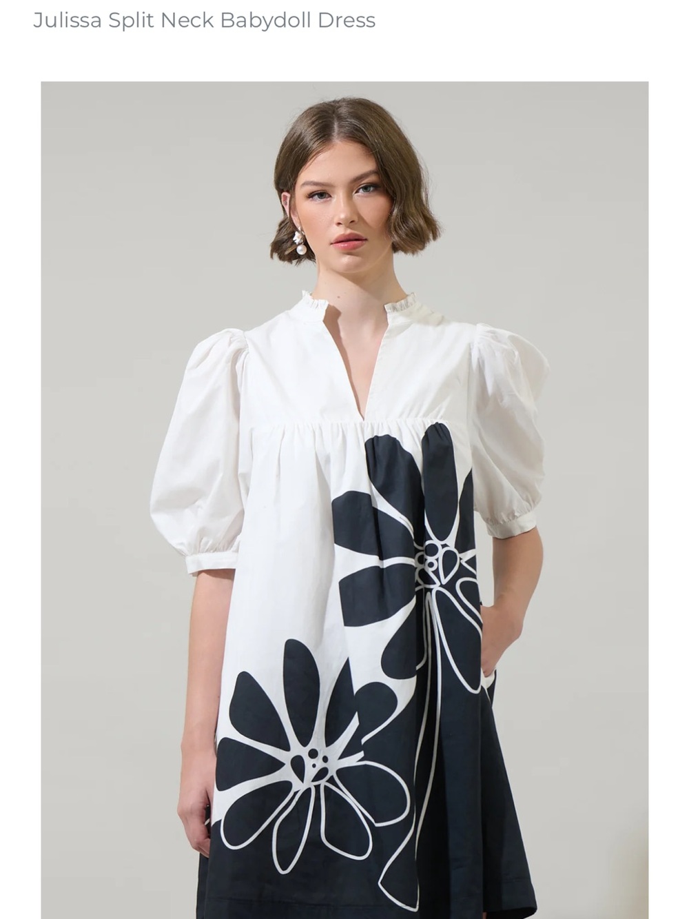 Sugarlips White and Black Floral Babydoll Dress